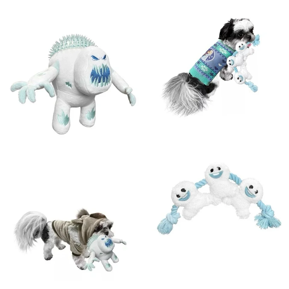Lot Of 2 Disney Frozen Snowies Rope Dog Toy Tug Of War‎ and Squeaky Chew Plush